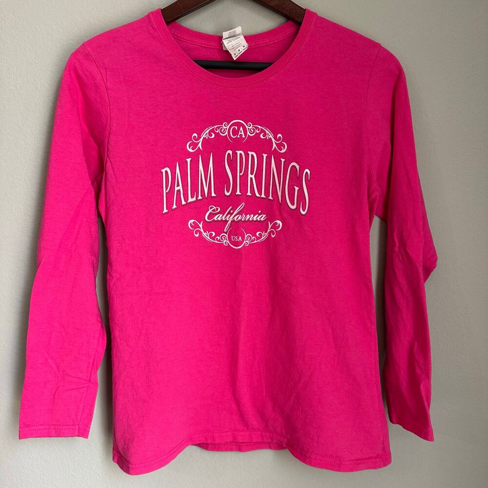 Women's Palm Springs California Pink Shirt Long Sleeve Round Neck Size M